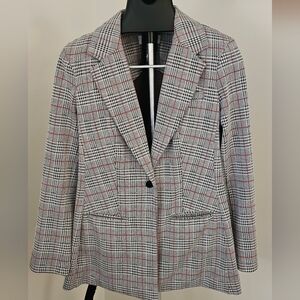 Calvin Klein Women's Checkered Blazer - Black, White, Red